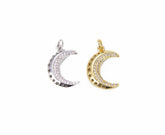 18K Gold Filled Crescent Moon Star Charm, Cubic Zirconia Micro Pave, Moon Star Necklace, Moon and Star, Half Moon Charm Necklace, 21x13mm, CP814